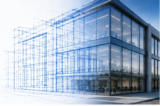 Glass curtain wall facade